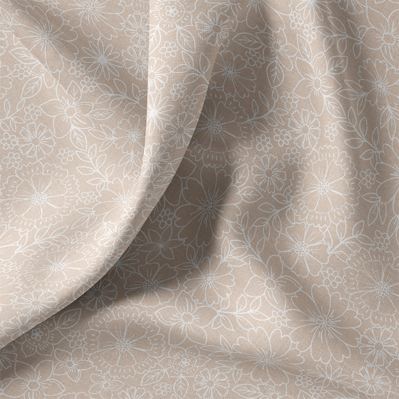 printed cotton BRITNEY Linen / White